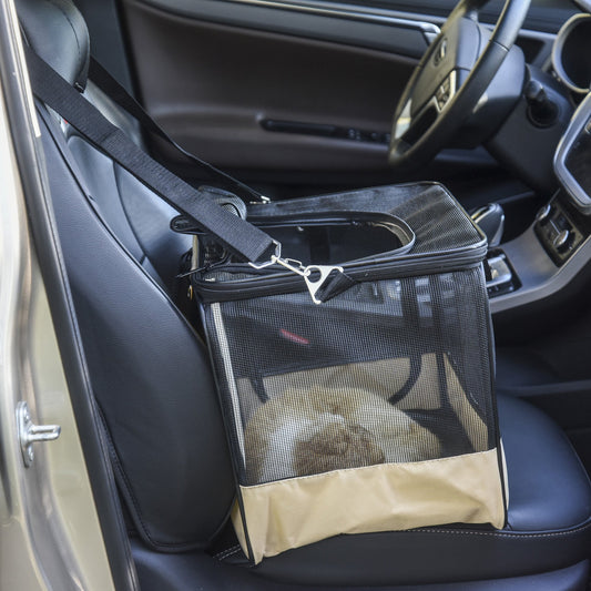 PawHut Folding Pet Car Dog Cat Carrier Safety Belt Portable Travel