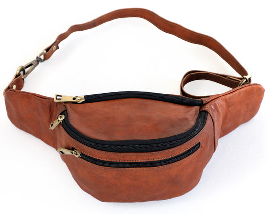 Brown Genuine Leather Fanny Pack for Men & Women Belt Bag