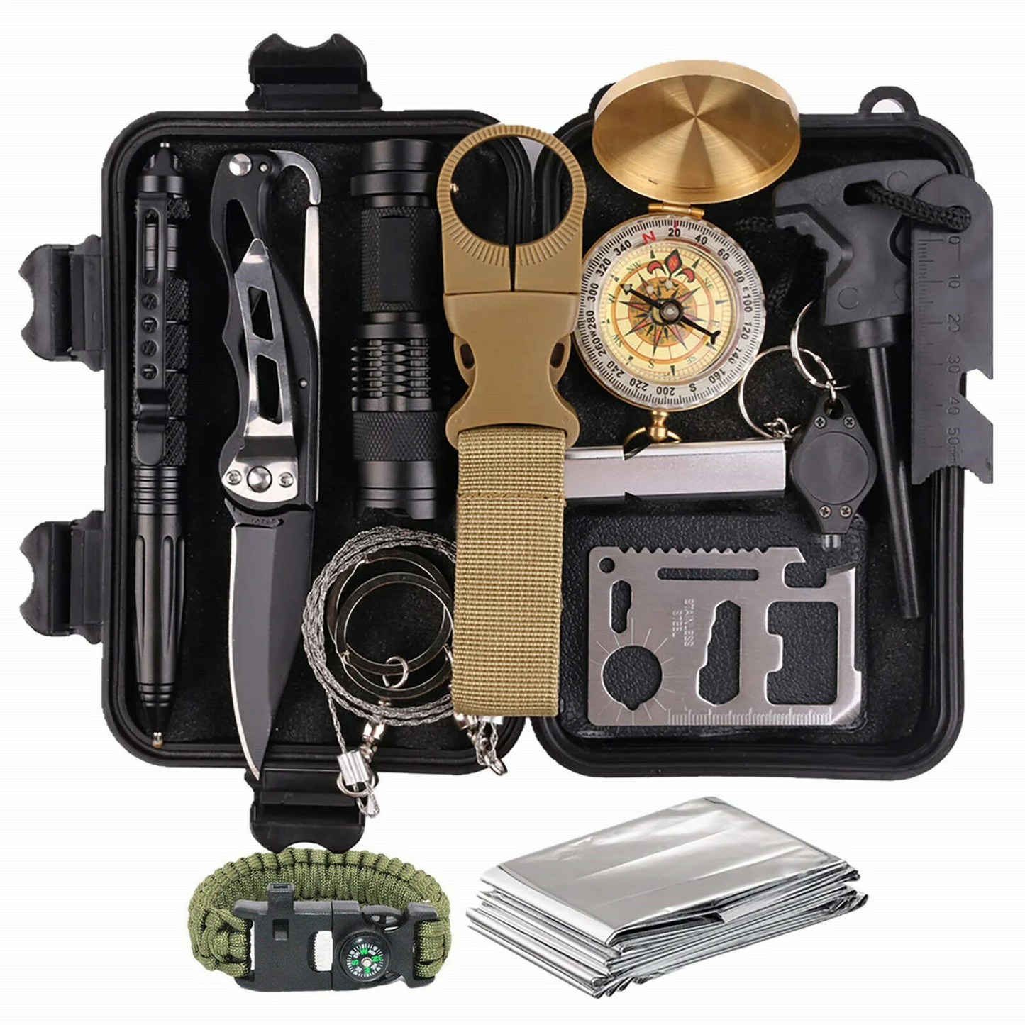 14 in 1 Outdoor Emergency Survival Gear Kit Camping Tactical Tools