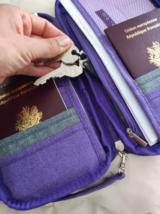 Étui passeport sous forme de portefeuille : idéal pour partir en famille et protéger tous les papiers