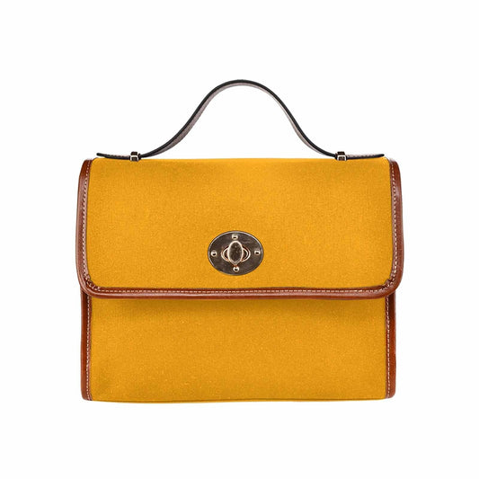 Canvas Handbag - Bright Orange Bag / Brown Crossbody Strap