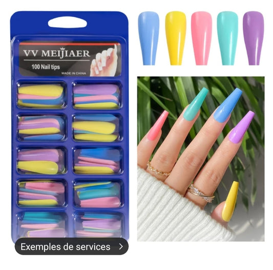 Le kit Faux ongles longs multicolore pastel Ada : une solution élégante pour être jolie en voyage !