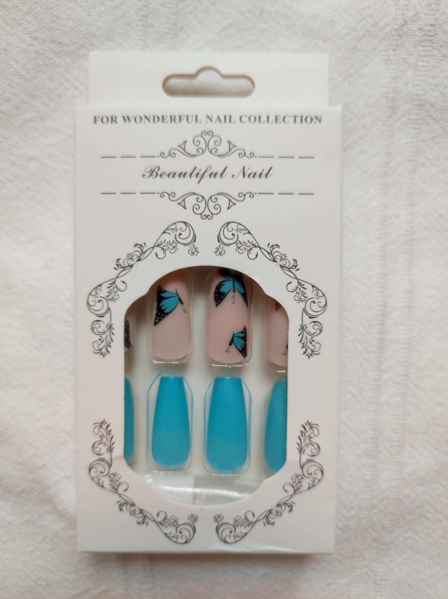 Faux ongles papillons bleus Crystal